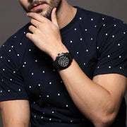 Emporio Armani Sportivo Chronograph Black Dial Black Leather Strap Watch for Men - AR6061