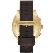 Emporio Armani Sportivo Chronograph Gold Dial Brown Leather Strap Watch for Men - AR6062