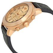 Emporio Armani Sportivo Chronograph Gold Dial Brown Leather Strap Watch for Men - AR6062