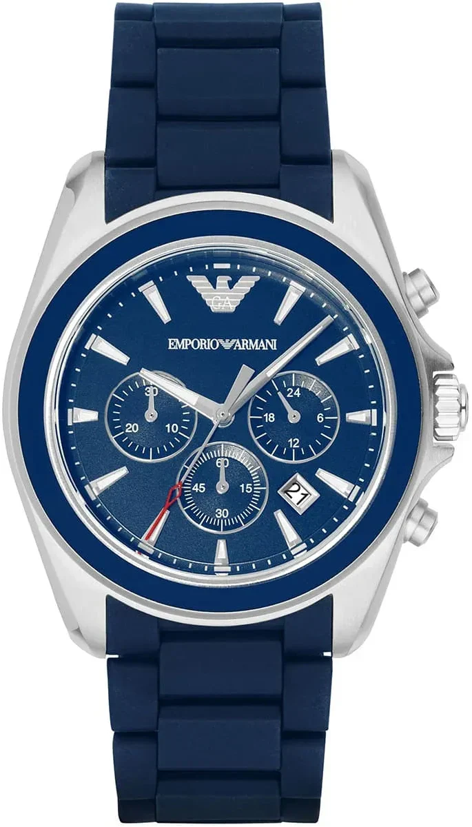 Emporio Armani Sigma Chronograph Blue Dial Blue Silicone Strap Watch for Men - AR6068
