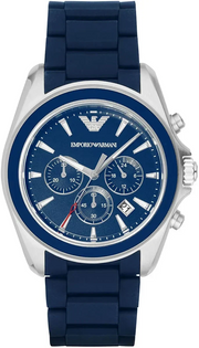 Emporio Armani Sigma Chronograph Blue Dial Blue Silicone Strap Watch for Men - AR6068