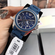 Emporio Armani Sigma Chronograph Blue Dial Blue Silicone Strap Watch for Men - AR6068