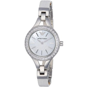 Emporio Armani Chiara Mother of Pearl Dial White Leather Strap Watch for Women - AR7353