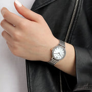 Emporio Armani Interchangeable Mother of Pearl Dial Silver Steel Strap Watch For Women - AR80020
