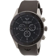 Emporio Armani Sportivo Chronograph Black Dial Brown Silicone Strap Watch for Men - AR9501