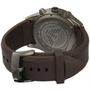 Emporio Armani Sportivo Chronograph Black Dial Brown Silicone Strap Watch for Men - AR9501