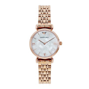 Emporio Armani Mother of Pearl Dial Rose Gold Steel Strap Watch For Women - AR11110