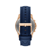 Armani Exchange Banks Chronograph Blue Dial Blue Leather Strap Watch For Men - AX1723