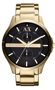 Armani Exchange Hampton Chronograph Black Dial Gold Steel Strap Watch For Men - AX2122