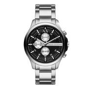 Armani Exchange Hampton Chronograph Black Dial Silver Steel Strap Watch For Men - AX2152