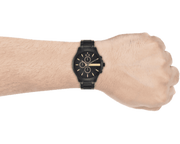 Armani Exchange Hampton Chronograph Black Dial Black Steel Strap Watch For Men - AX2164