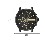 Armani Exchange Hampton Chronograph Black Dial Black Steel Strap Watch For Men - AX2164