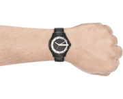Armani Exchange Hampton Chronograph Black Dial Black Steel Strap Watch For Men - AX2192