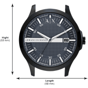 Armani Exchange Hampton Quartz Blue Dial Black Leather Strap Watch for Men - AX2411