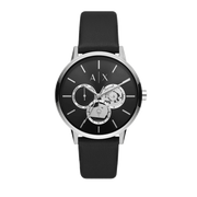 Armani Exchange Cayde Chronograph Black Dial Black Leather Strap Watch for Men - AX2745