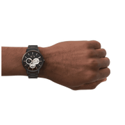 Armani Exchange Cayde Chronograph Black Dial Black Steel Strap Watch for Men - AX2748