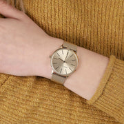 Armani Exchange Lola Analog Gold Dial Gold Mesh Strap Watch For Women - AX5536