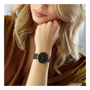 Armani Exchange Lola Three Hand Black Dial Black Mesh Strap Watch For Women - AX5548