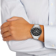 Armani Exchange Drexler Chronograph Black Dial Silver Steel Strap Watch for Men - AX2600