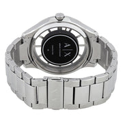 Armani Exchange Hampton Chronograph Skeleton Black Dial Silver Steel Strap Watch For Men - AX2199