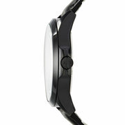 Armani Exchange Hampton Chronograph Black Dial Black Leather Strap Watch For Men - AX2400