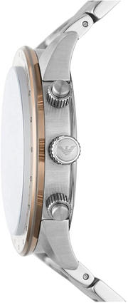 Emporio Armani Mario Chronograph Beige Dial Silver Steel Strap Watch For Men - AR11352
