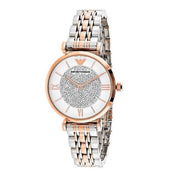 Emporio Armani Gianni T Bar White Dial Two Tone Steel Strap Watch For Women - AR1926