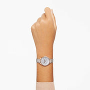 Swarovski Attract Clover Crystals Silver Dial Grey Leather Strap Watch for Women - 5653350