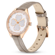 Swarovski Attract Clover Crystals Silver Dial Grey Leather Strap Watch for Women - 5653350