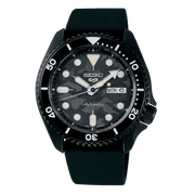 Seiko 5 Sport Automatic Black Dial Black Silicone Strap Watch For Men - SRPD65K3