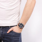 Fossil Nate Chronograph Navy Blue Dial Brown Leather Strap Watch for Men - JR1504