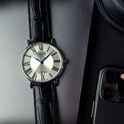 Tissot Carson Premium Silver Dial Black Leather Strap Watch For Men - T122.410.16.033.00