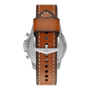Fossil Bowman Chronograph Blue Dial Brown Leather Strap Watch for Men - FS5602