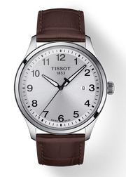 Tissot T-Sport Gent XL Silver Dial Brown Leather Strap Watch for Men - T116.410.16.037.00