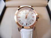 Burberry The City White Dial White Leather Strap Watch for Women - BU9209