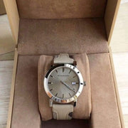 Burberry The City Beige Dial Tan Leather Strap Watch for Women - BU9021