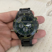 Marc Jacobs Rock Chronograph Black Dial Black Steel Strap Watch for Men - MBM5026