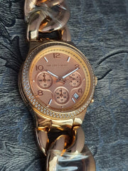 Michael Kors Runway Rose Gold Dial Rose Gold Steel Strap Watch for Women - MK3247