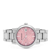 Burberry The City Pink Dial Silver Steel Strap Watch for Women - BU9124