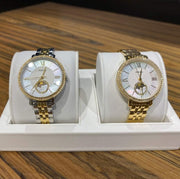 Fossil Jacqueline Moonphase Mother of Pearl Dial Gold Steel Strap Watch for Women - ES5167