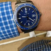Tag Heuer Aquaracer Calibre 5 Automatic Blue Dial Silver Steel Strap Watch for Men - WAK2111.BA0830