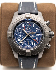 Breitling Super Avenger Chronograph 48 Night Mission Blue Dial Blue Leather Strap Watch for Men - V13375101C1X2