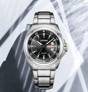 Citizen Eco Drive Urban Black Dial Silver Stainless Steel Watch For Men - AW0020-59EB