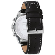 Tommy Hilfiger Parker Chronograph Quartz Grey Dial Black Leather Strap Watch For Men - 1791838