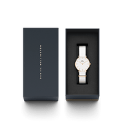 Daniel Wellington Petite Dover Quartz White Dial White NATO Strap Watch For Women - DW001000313