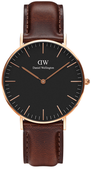 Daniel Wellington Petite St Mawes Black Dial Brown Leather Strap Watch For Women - DW00100169