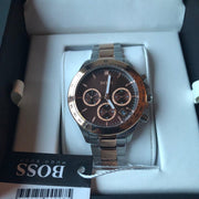 Hugo Boss Novia Chronograph Brown Dial Two Tone Steel Strap Watch for Women - 1502617