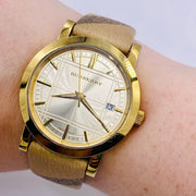 Burberry Heritage Silver Dial Leather Strap Watch for Women - BU1398