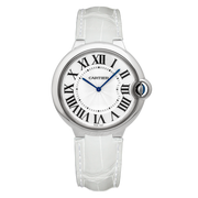 Cartier Ballon Bleu de Cartier Silver Dial White Leather Strap Watch for Women - W6920087