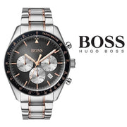 Hugo Boss Trophy Chronograph Grey Dial Two Tone Steel Strap Watch for Men - 1513634